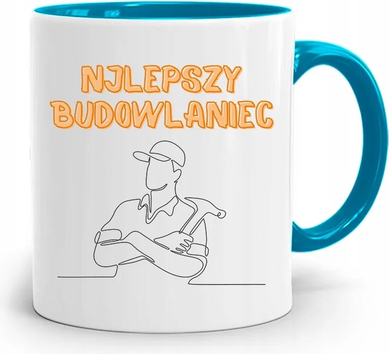 Kék Építős Bögre Jobb Építős Nyomtatott Fényképpel