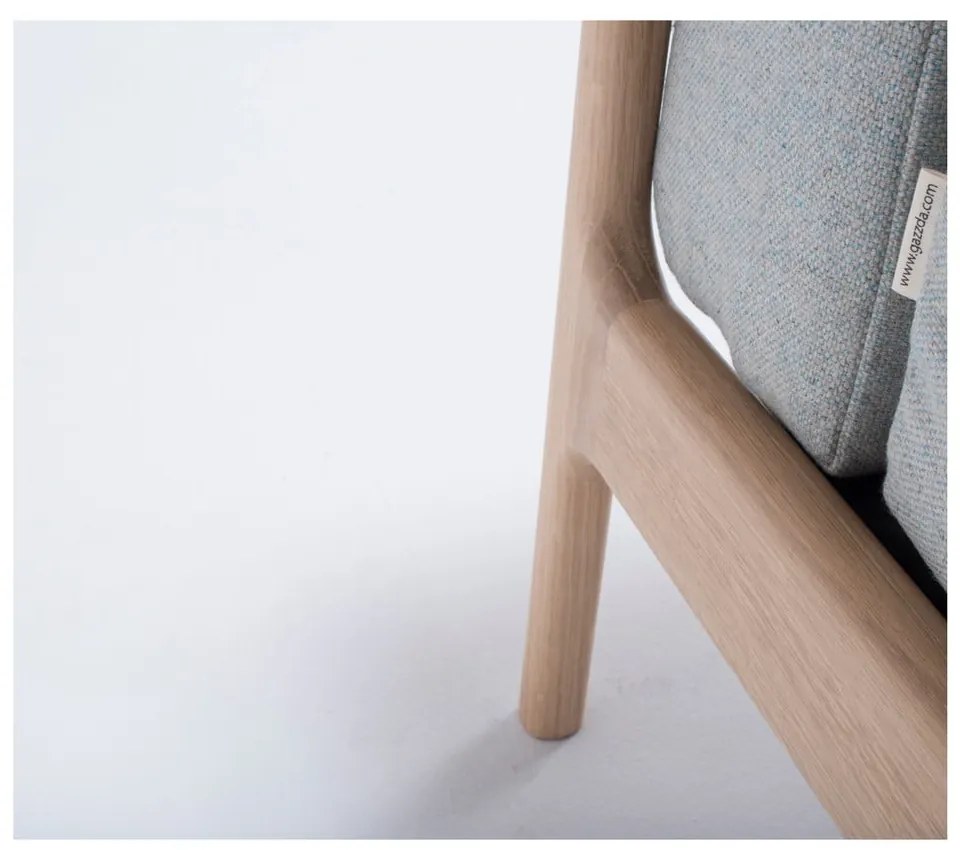 Fawn tölgyfa fotel kékesszürke szövet ülőrésszel - Gazzda