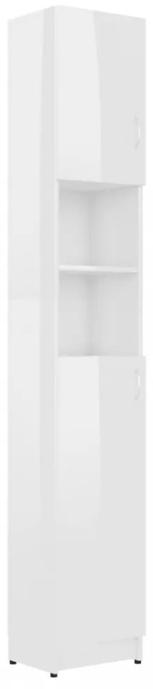 magasfényű fehér szerelt fa fürdőszobaszekrény 32x25,5x190 cm