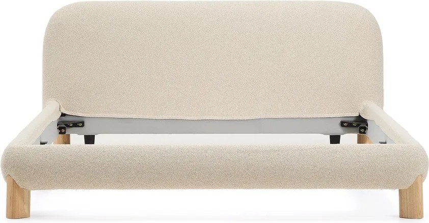 Bézs kárpitozott franciaágy ágyrács nélkül 180x200 cm Odina – Kave Home