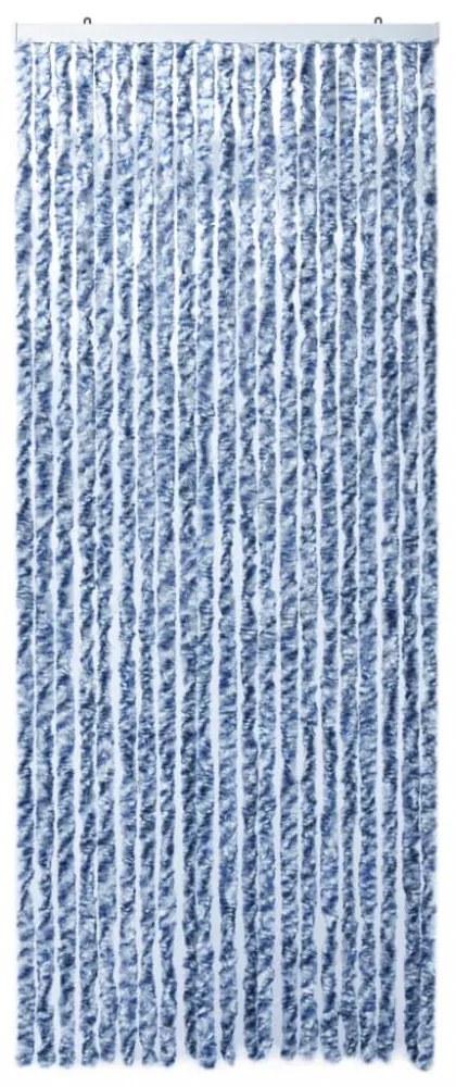 kék, fehér és ezüstszínű zsenília rovarfüggöny 90 x 220 cm