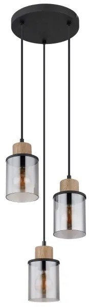 Globo 15707-3HR - Csillár zsinóron REID 3xE27/15W/230V átm. 27 cm tölgy