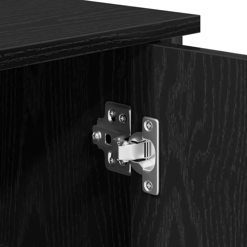 büfé fekete tölgy 100x35x70 cm mérnöki fa és acél