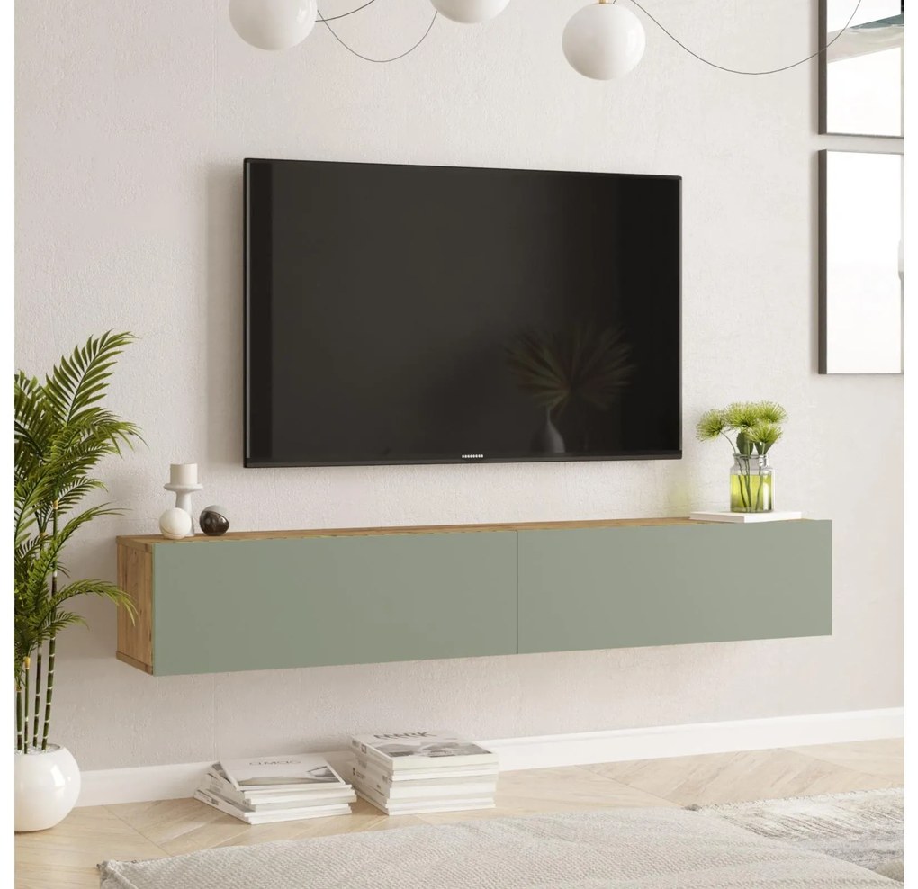 TV asztal/Szekrény France 8 (atlanti fenyő + zöld) . 1102149