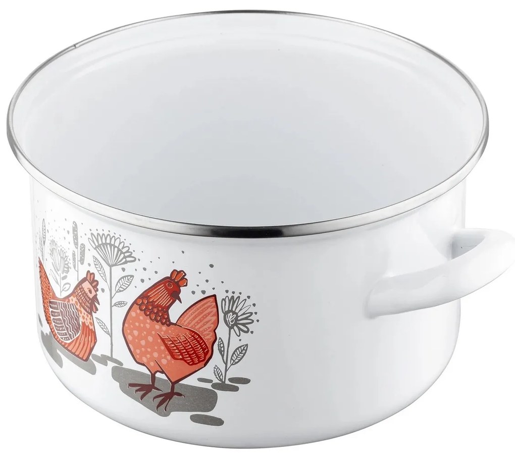 Emalia Pleszew Rubinka zománcozott edény fedővel , 20 cm, 3,7 l, 20 cm átmérőjű