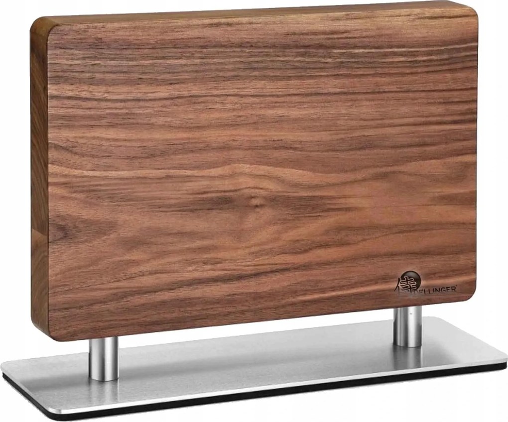 Mágneses késtartó diófából, rozsdamentes acél talppal