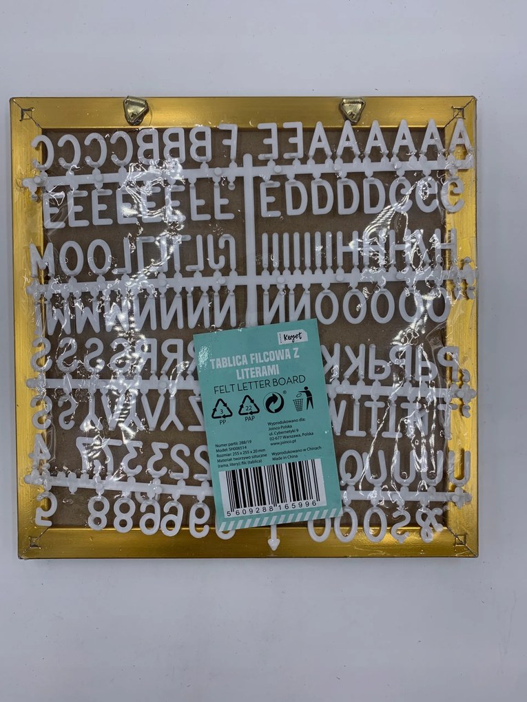 Filc tábla letter board betűkkel 25x25 cm arany keret piros