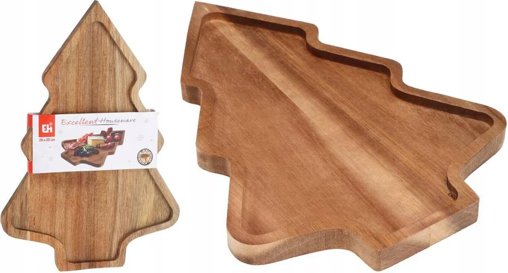 Karácsonyfa alakú tányér akácfából 28,5x20 cm Karácsonyi tányér