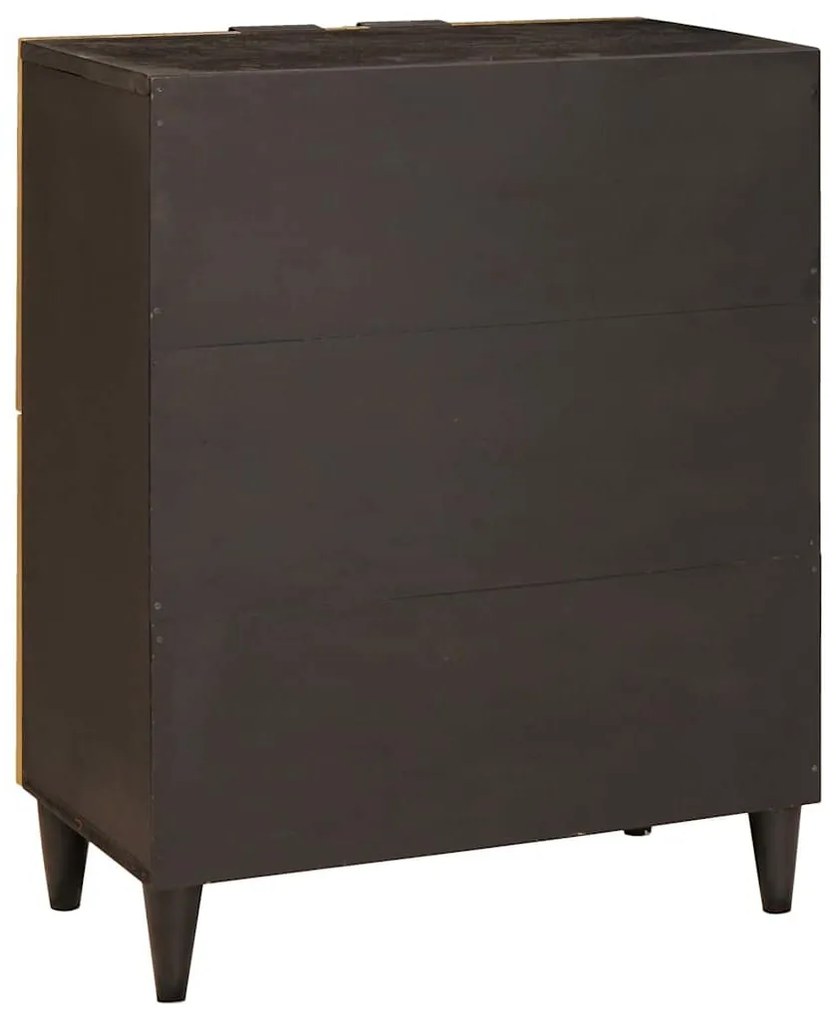 Oldalsó szekrény tárolóval Fekete és Arany 60 x 33.5 x 75 cm