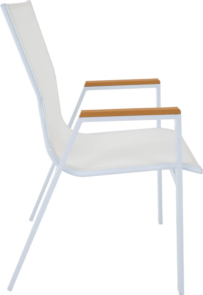 Kerti rakásolható szék, fehér acél/tölgy, BONTO