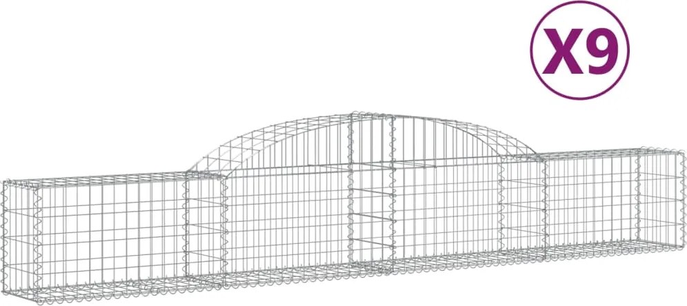 vidaXL 9 db íves horganyzott vas gabion kosár 300x30x40/60 cm