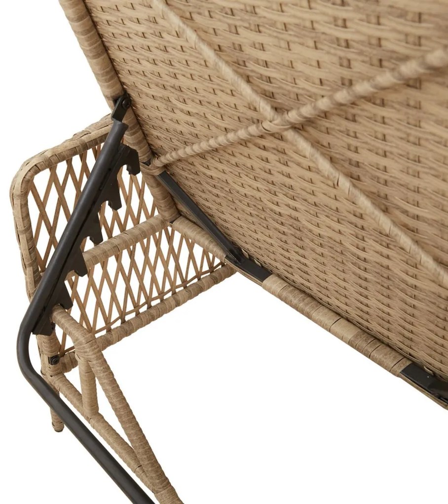 Napozóágy Bézs és világosszürke PE rattan 157 x 55 x 92 cm
