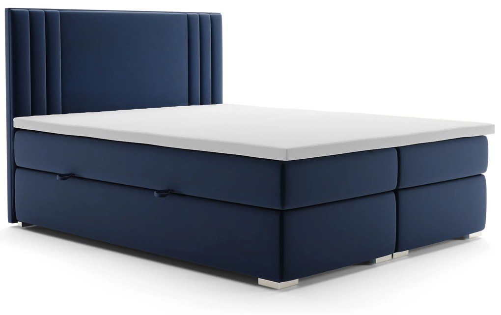 Franciaágy Boxspring 140 cm Morcano (sötétkék) (tárolóhellyel). Akció -16%. 1020335
