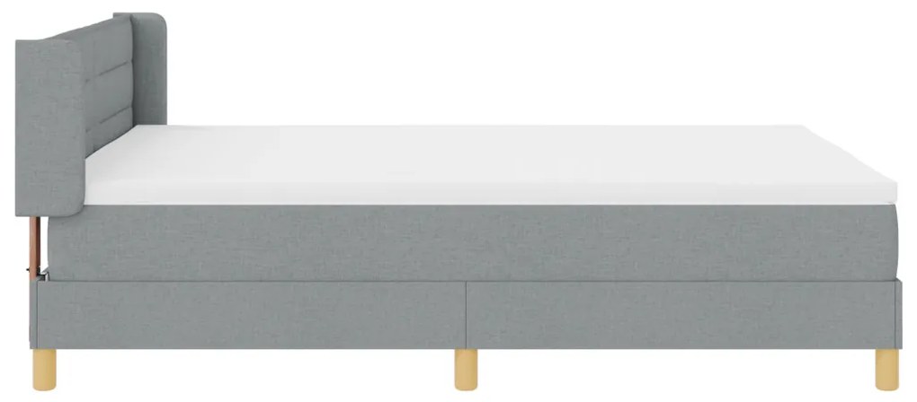 Boxspring ágy matraccal, világosszürke, 140x190 cm, szövet.
