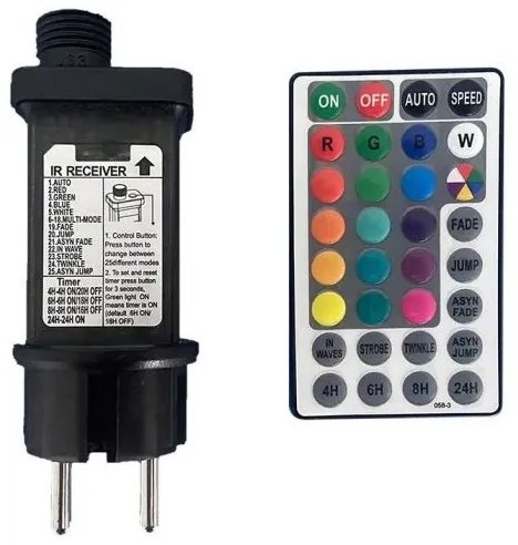 LED RGB Kültéri lánc STRING 13 m 15xLED/0,5W/230V IP44