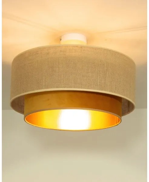 Mennyezeti lámpa SARTA 1xE27/60W/230V átm. 45 cm réz/juta