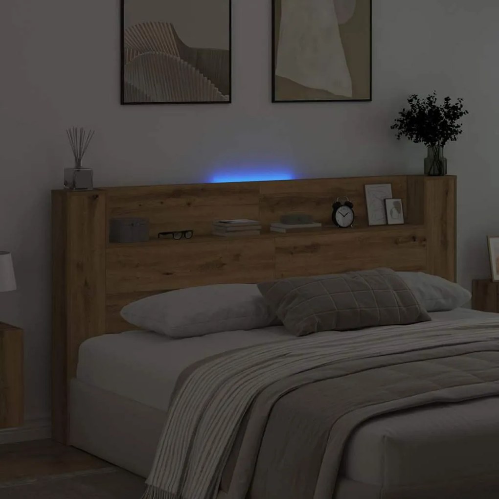 Fejtámla polcokkal Artisan tölgy 200 x 15 x 103,5 cm Faanyag