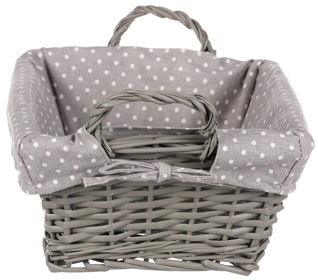 Fonott kosár szövettel szürke, 35 x 25 x 13 cm