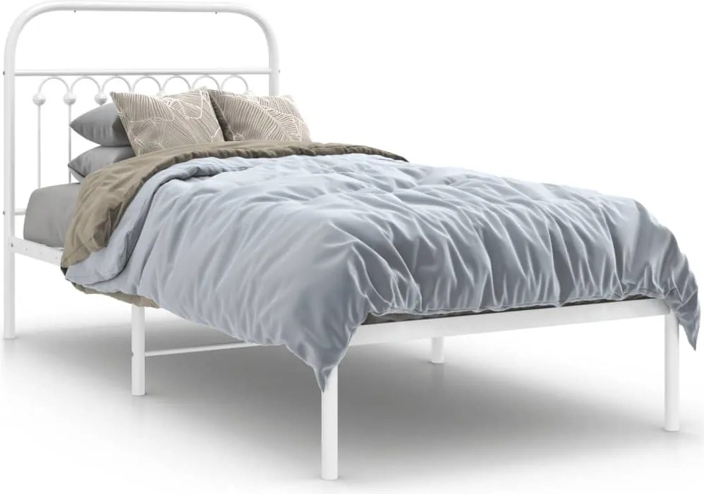 vidaXL fehér fém ágykeret fejtámlával 90x190 cm
