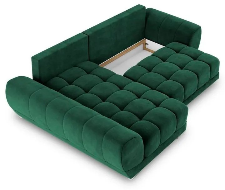 Nuage palackzöld kinyitható sarokkanapé bársony kárpittal, bal oldali - Windsor &amp; Co Sofas