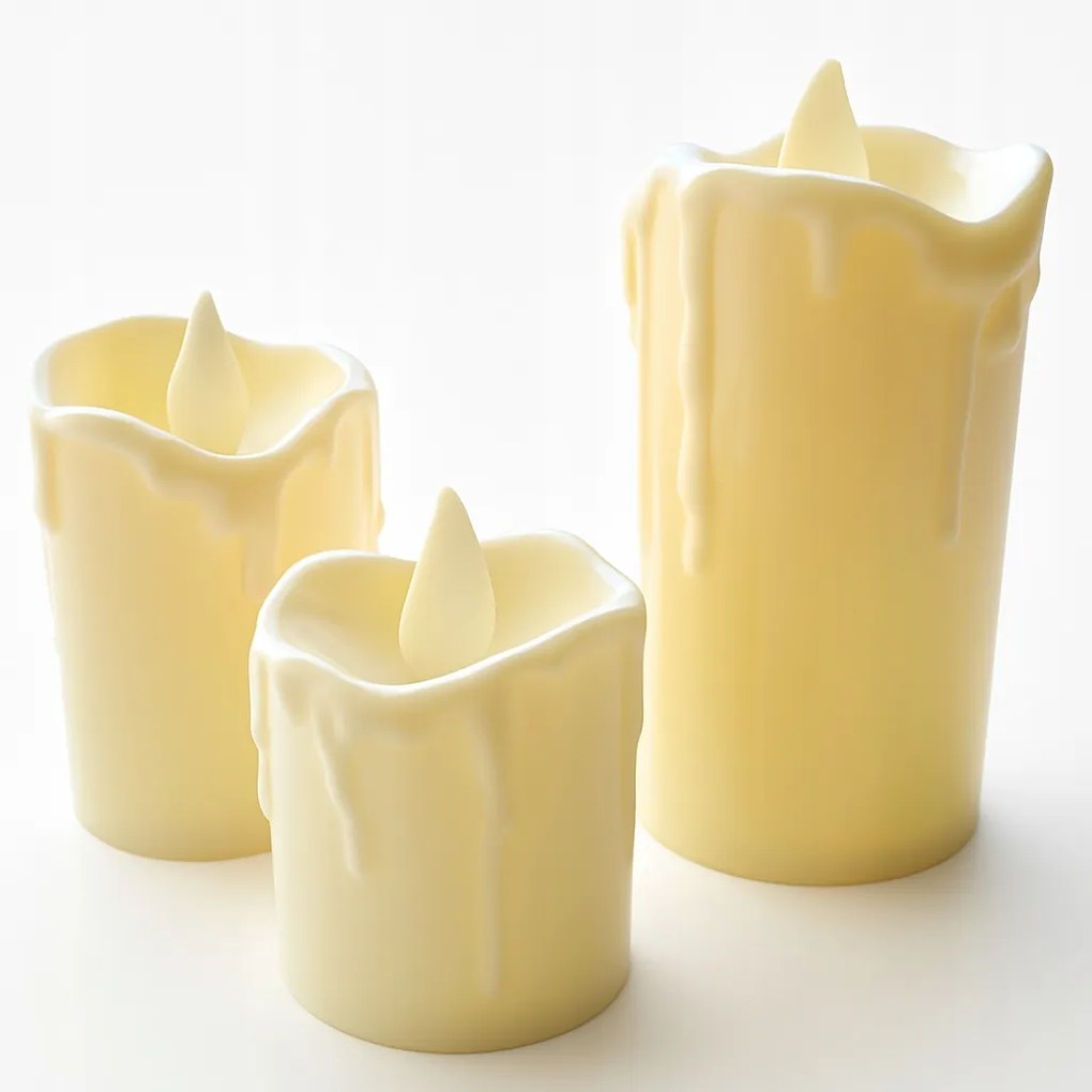 3 Db-os Led Gyertya Utántöltő Mécses Dekoráció Láng 5,5-7-8,5cm