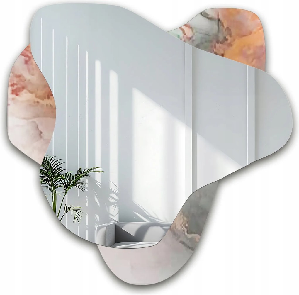 Marble Fiorato szabálytalan tükör rózsaszín márványon 80x80