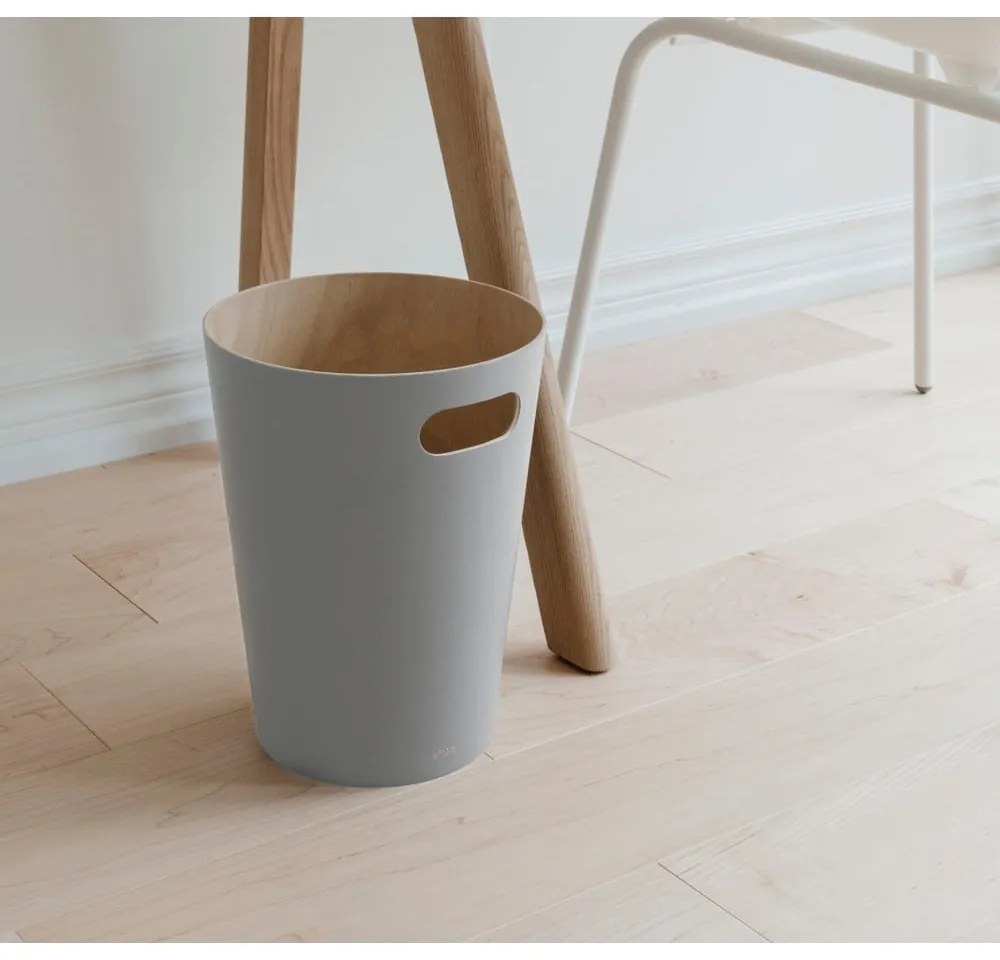 Világosszürke fa szemetes 7,5 l Woodrow – Umbra