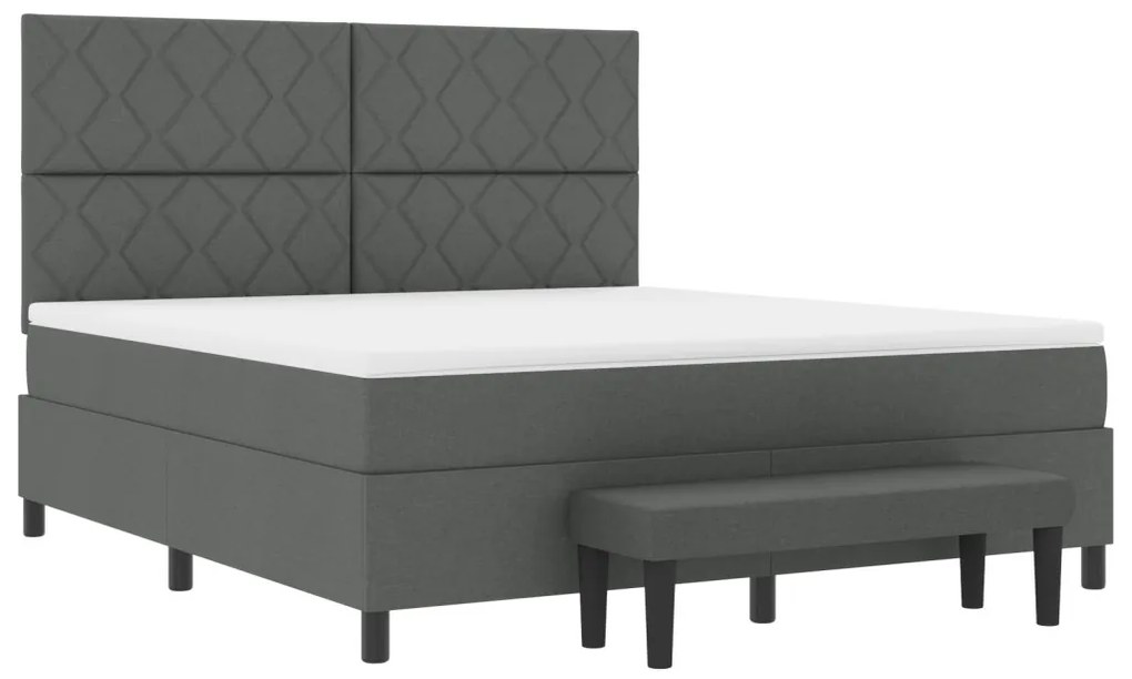 Box Spring Ágy Matraccal és Padal Sötétszürke 180x200 cm Szövet