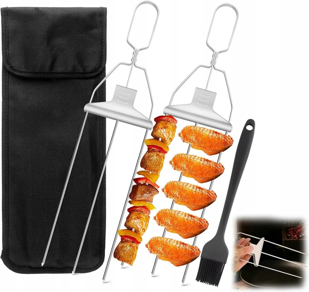 Grill kiegészítők, nyársak rozsdamentes acél 2 db ajándék