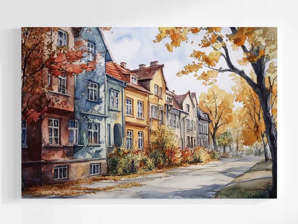 Poszter Város Utca Házak Bérházak Ősz Kilátás 60x40