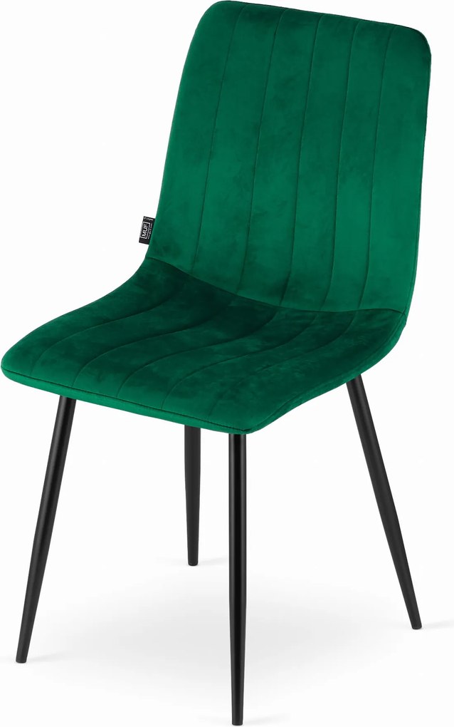 Zöld étkezőszék LAVA bársony fekete lábakkal