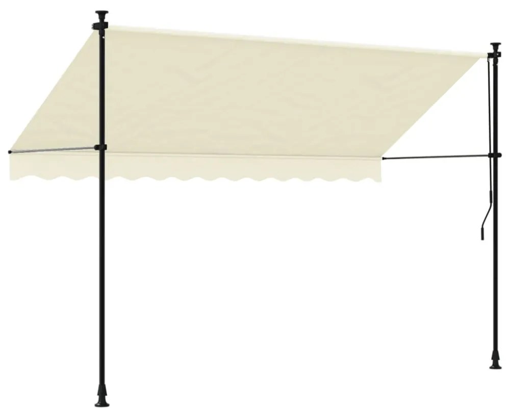 krémszínű szövet és acél feltekerhető napellenző 300 x 150 cm