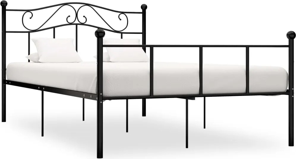 vidaXL fekete fém ágykeret 140 x 200 cm