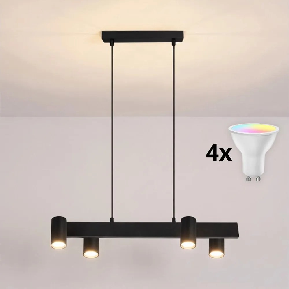 BRILAGI - LED RGBW dimmelhető kábelen függesztett csillár SELE 4xGU10/6,5W/230V fekete