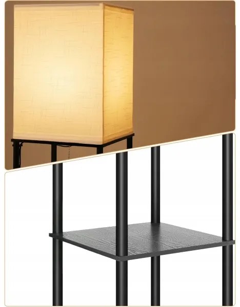 Állólámpa polcokkal, 1xE27/40W/230V, fekete/fehér