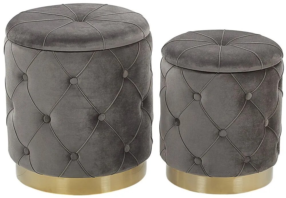 Set 2 ks. taburetiek POLE (szövet) (szürke) (tárolóhellyel). 1019123