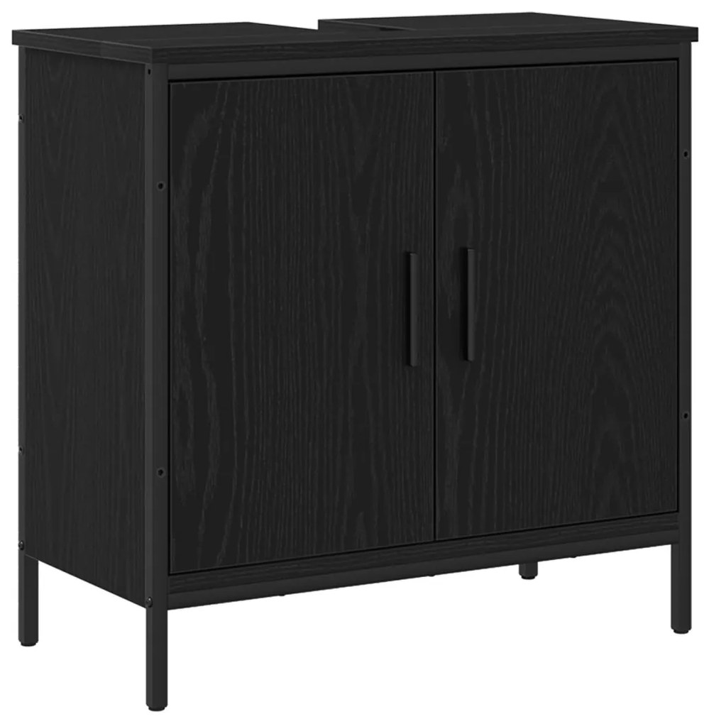 Fürdőszobai Mosdószekrény Fekete Tölgy 60x30x60 cm Műszaki Fa