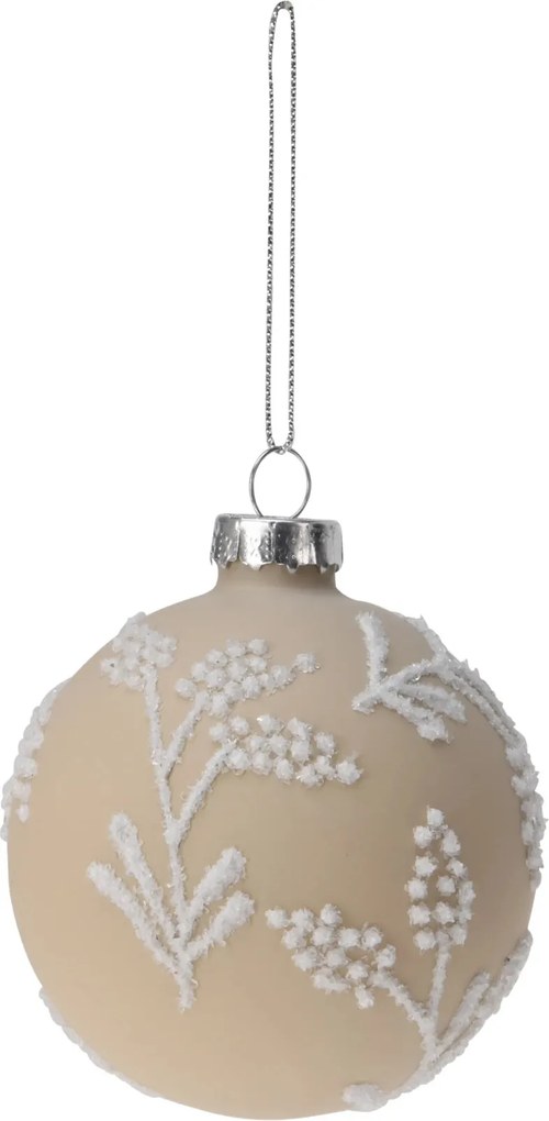 Karácsonyi üveg lombik 8 cm, matt krém