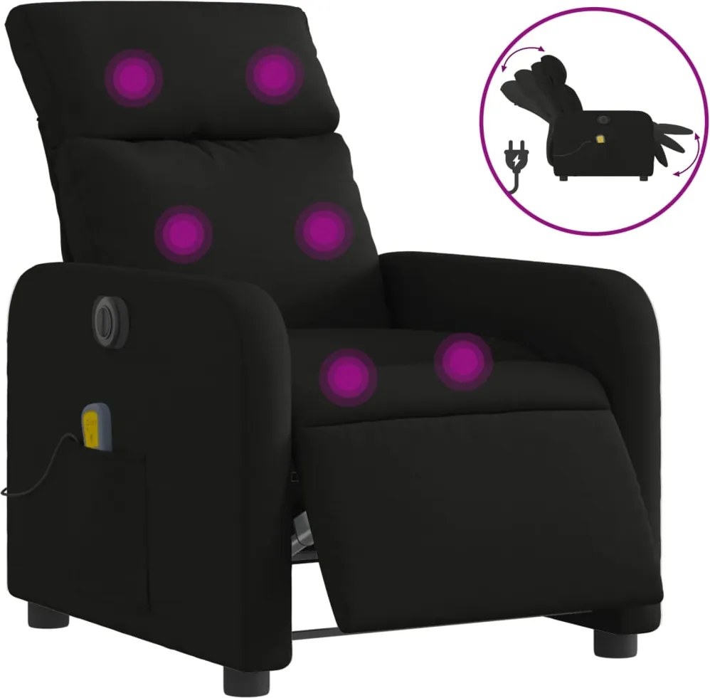 vidaXL fekete szövet elektromos dönthető masszázsfotel