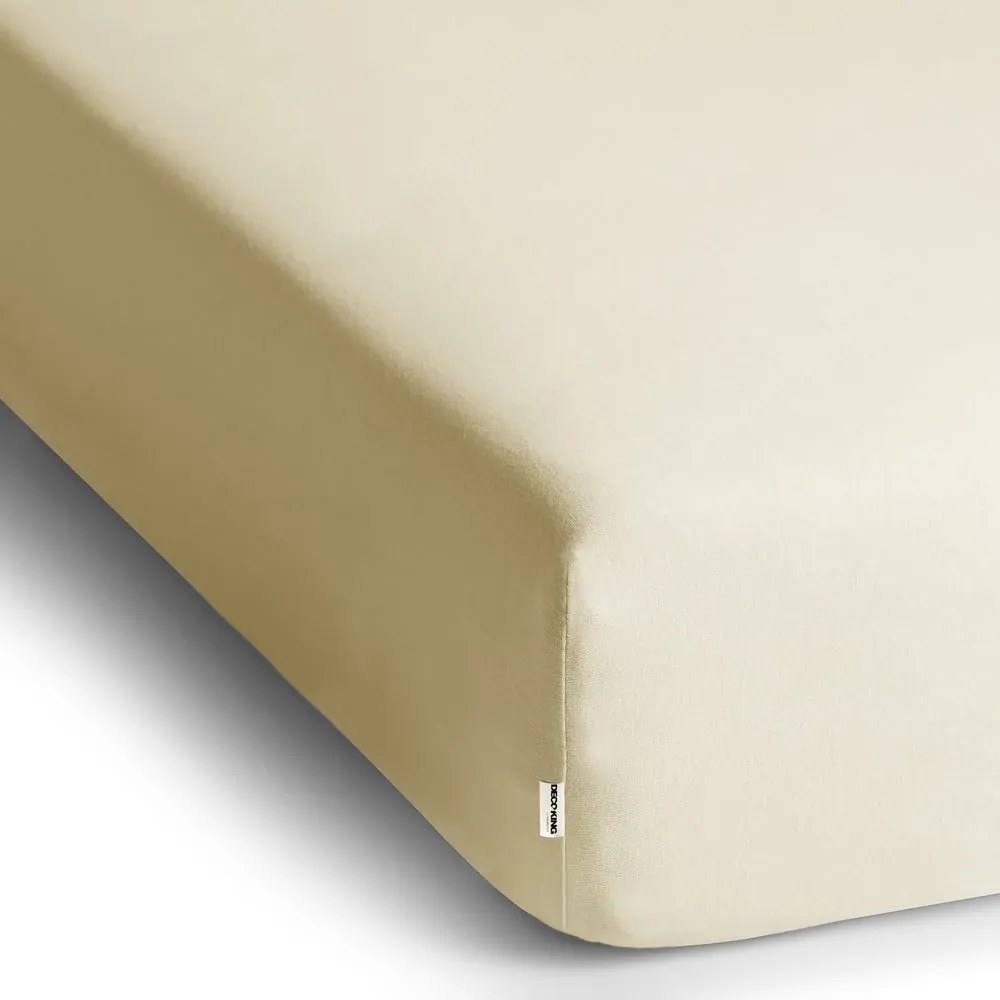 Bézs gumis jersey lepedő 220x200 cm Amber – Restilo