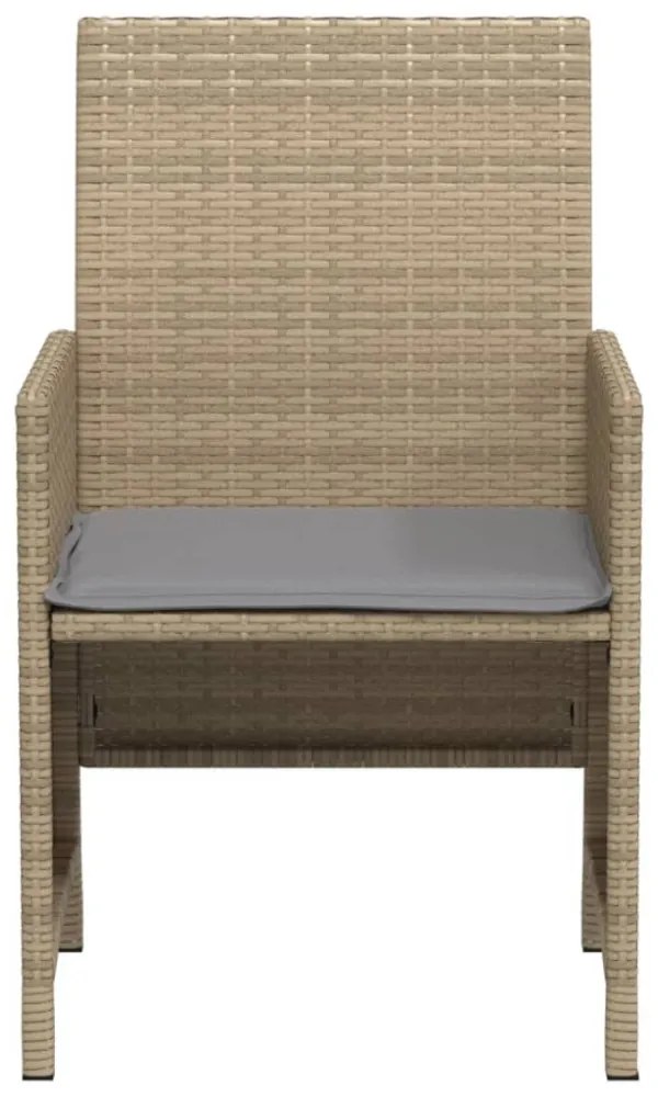 3 részes vegyes bézs polyrattan bisztrógarnitúra párnákkal