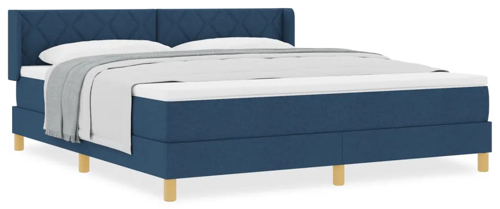 Boxspring Ágy Matraccal Kék színben, 180 x 200 cm, Szövet.