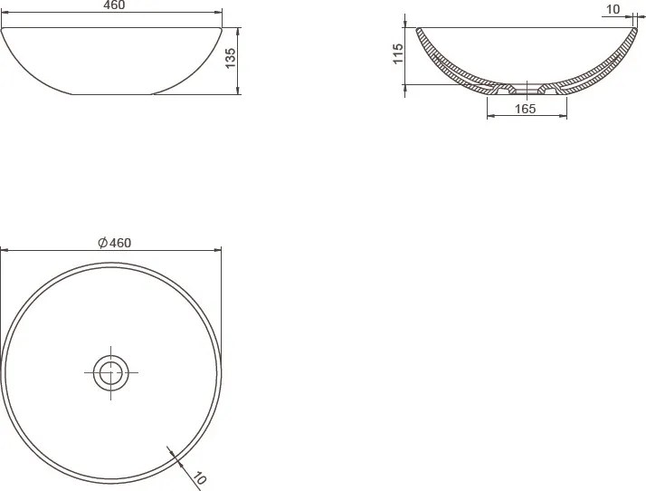 CeraStyle ZERO - PULTRA ültethető - Top Counter - porcelán mosdó - O - MATT BÉZS - Ø 46 cm
