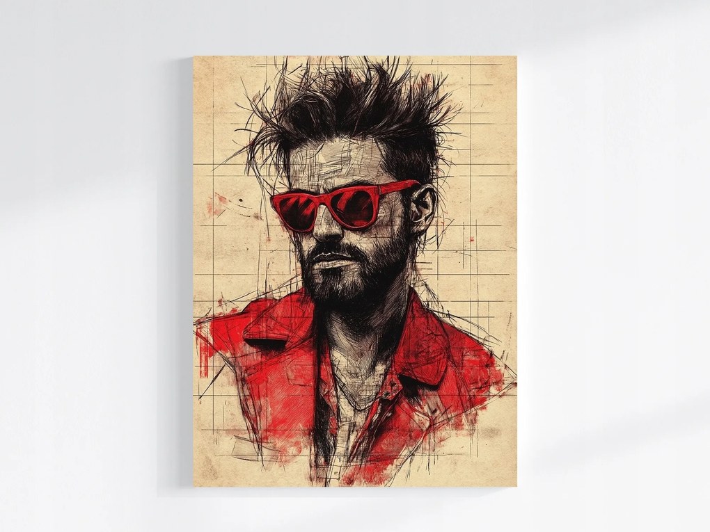 Vászonkép Canvas Grafika Portré Modell Férfi Vázlat Szépia 75x100