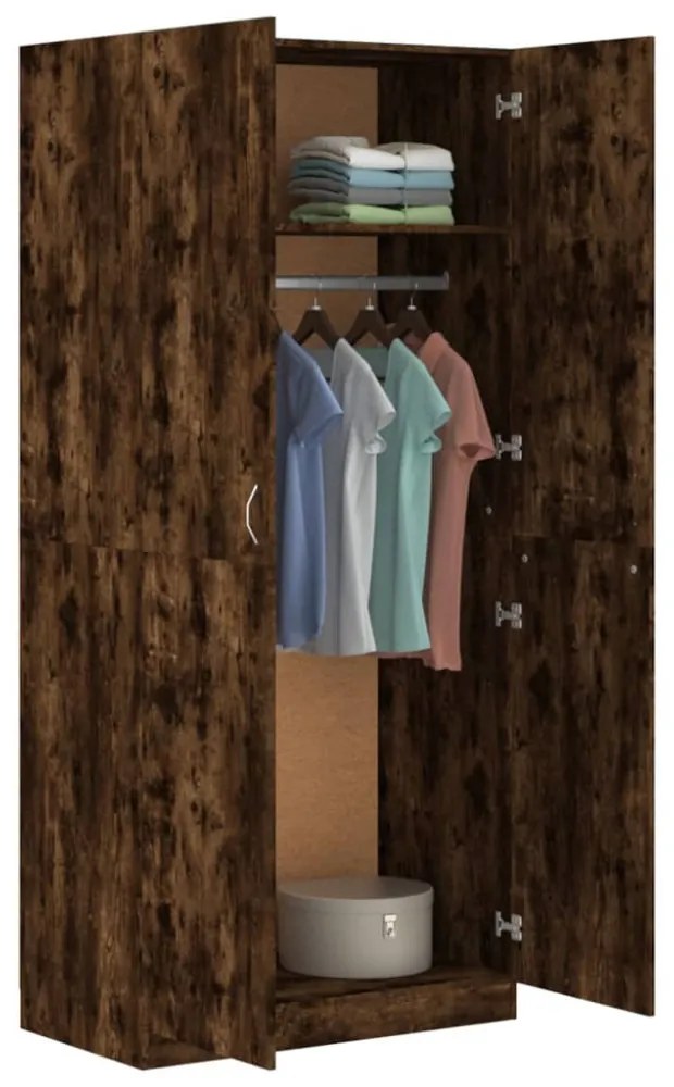 vidaXL füstös tölgy színű szerelt fa ruhásszekrény 80 x 52 x 180 cm