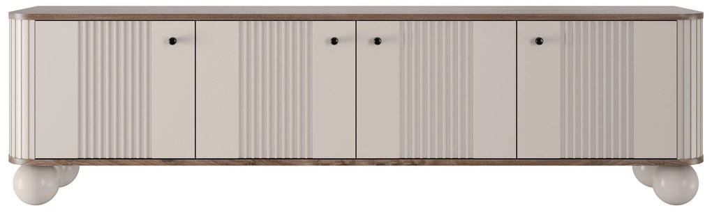 Vesper 4D TV szekrény 187 cm - kasmír / dió / fekete fogantyúk / gömb alakú lábak