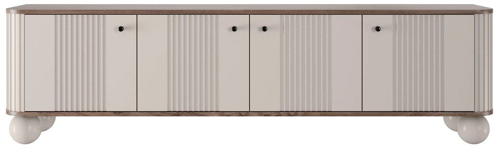 Vesper 4D TV-szekrény 187 cm - kasmír / diófa / fekete fogantyúk / gömb alakú lábak