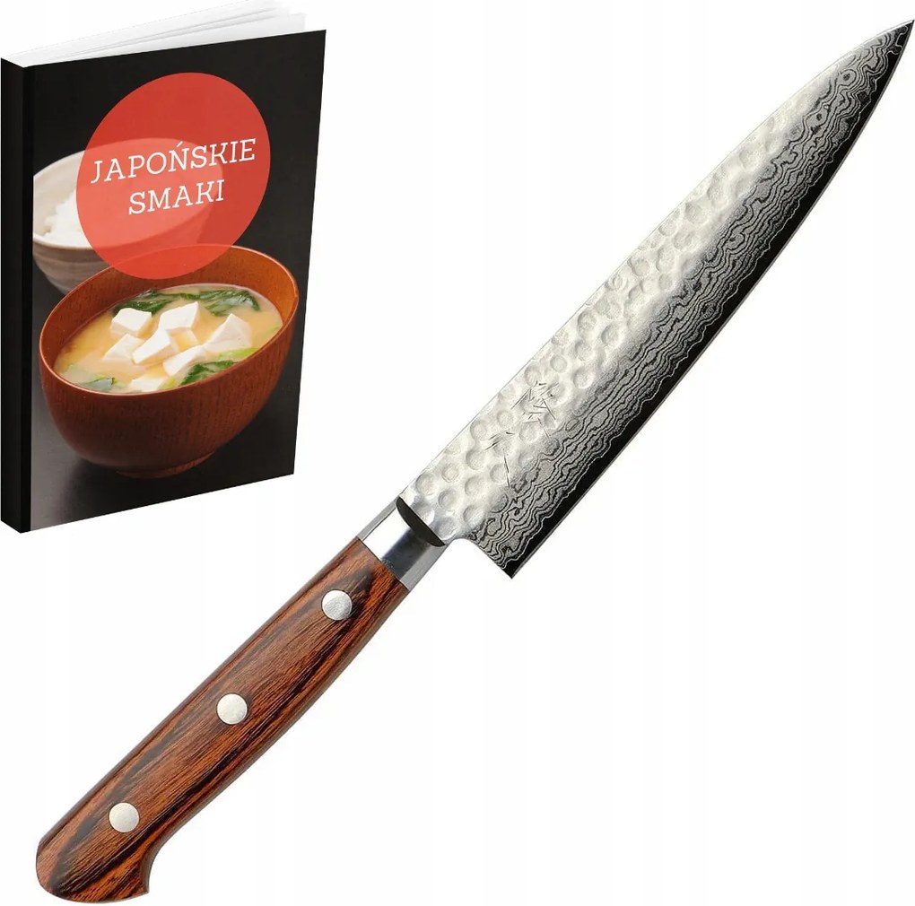 Takahisa Damascus Univerzális kés 14 cm japán kovácsolt damaszkuszi acél