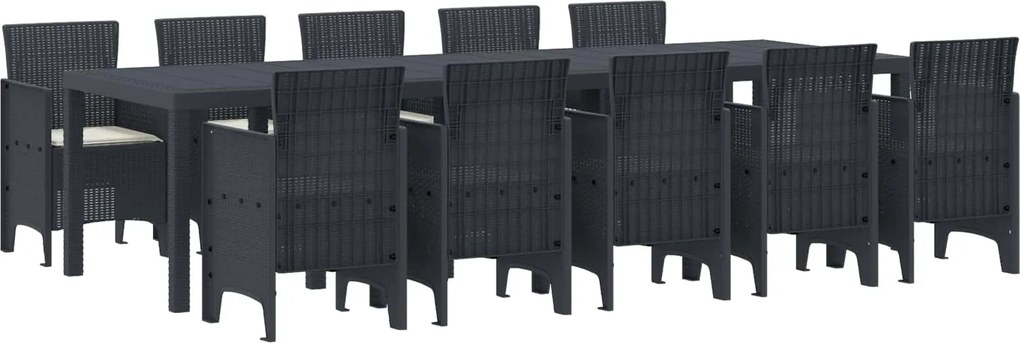 vidaXL Kert étkező szett párnával 11 pcs Antracit és krém