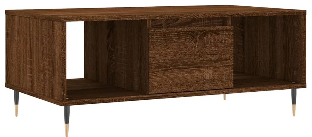 Barna tölgyszínű szerelt fa dohányzóasztal 90x50x36,5 cm